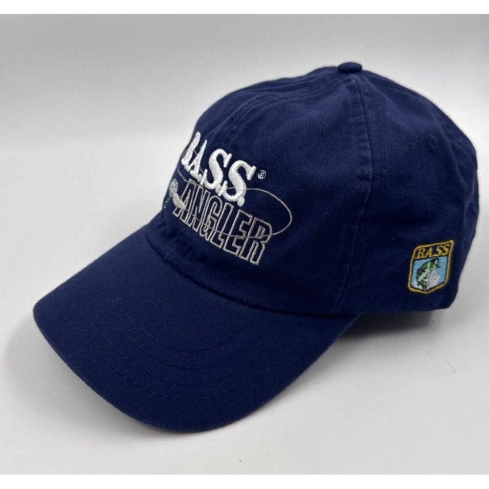 BASS Angler Baseball Cap Mens Adjustable Blue Hat Fishing Embroidered‎ Logo NEW